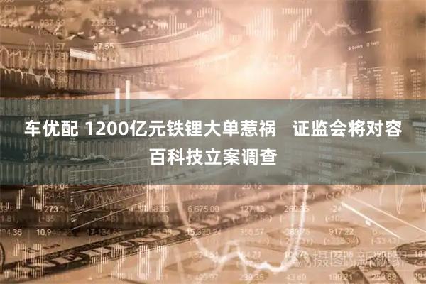 车优配 1200亿元铁锂大单惹祸   证监会将对容百科技立案调查